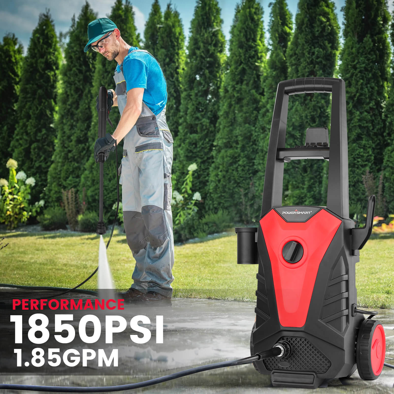 1850PSI 1.85GPM Electric Pressure Washer DB1023-W