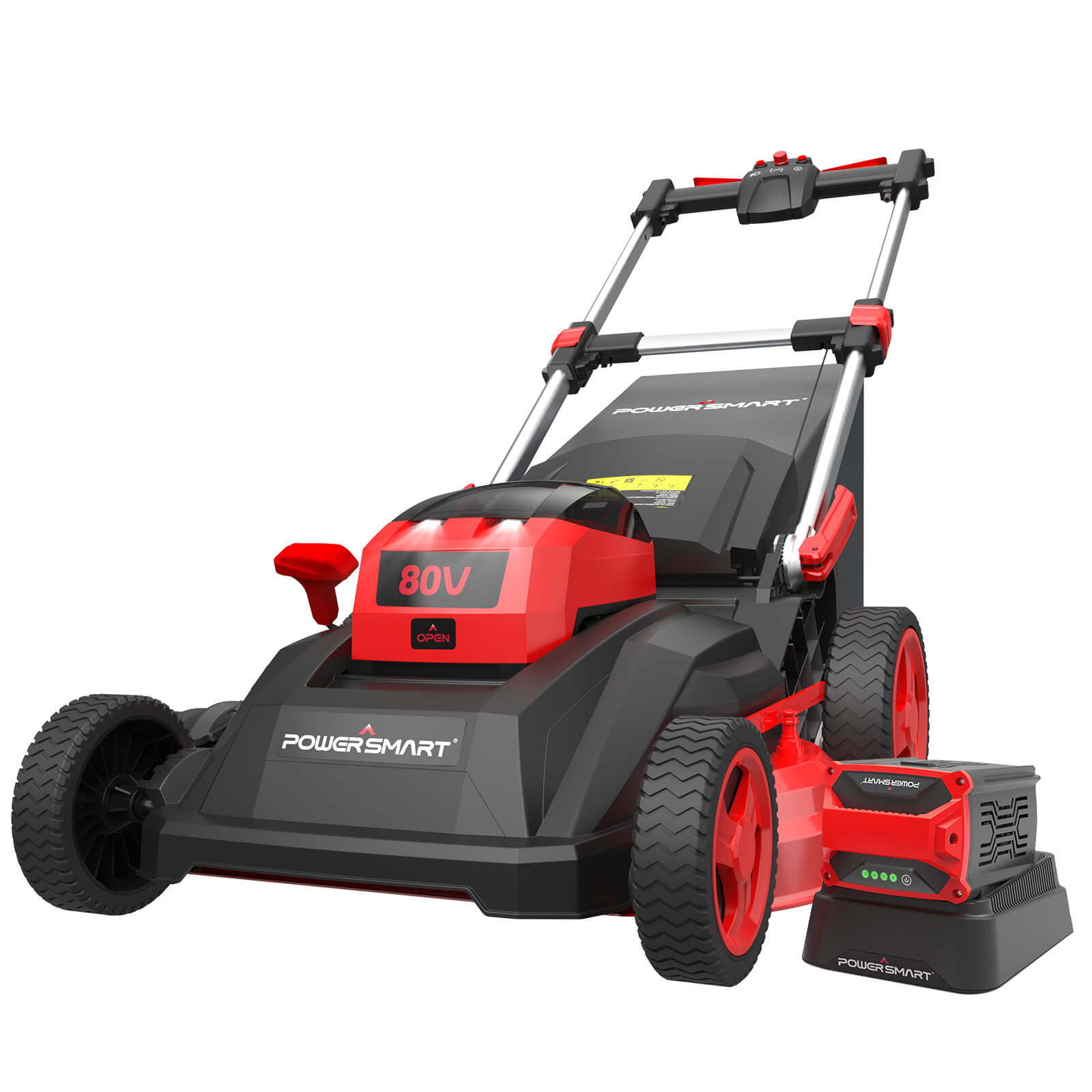80V 26" Brushless Cordless Self-propelled Lawn Mower Red  W/ Battery & Charger PS76826SRB