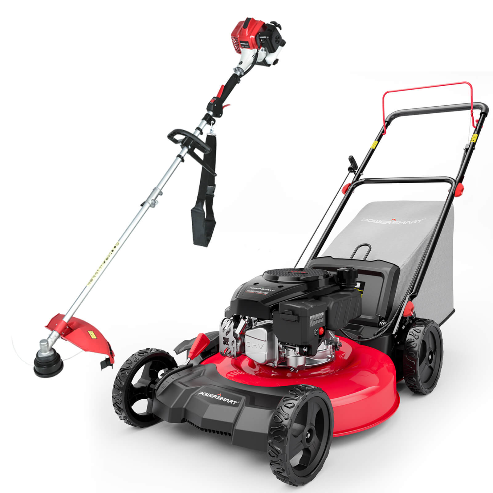 21" 144cc Gas Push 3-in-1 Lawn Mower & String Trimmer Combo Kit DV8621P+PS4532