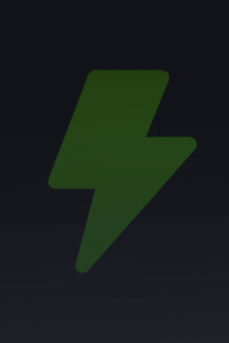 Green lightning bolt symbol on a black background to express generator running time