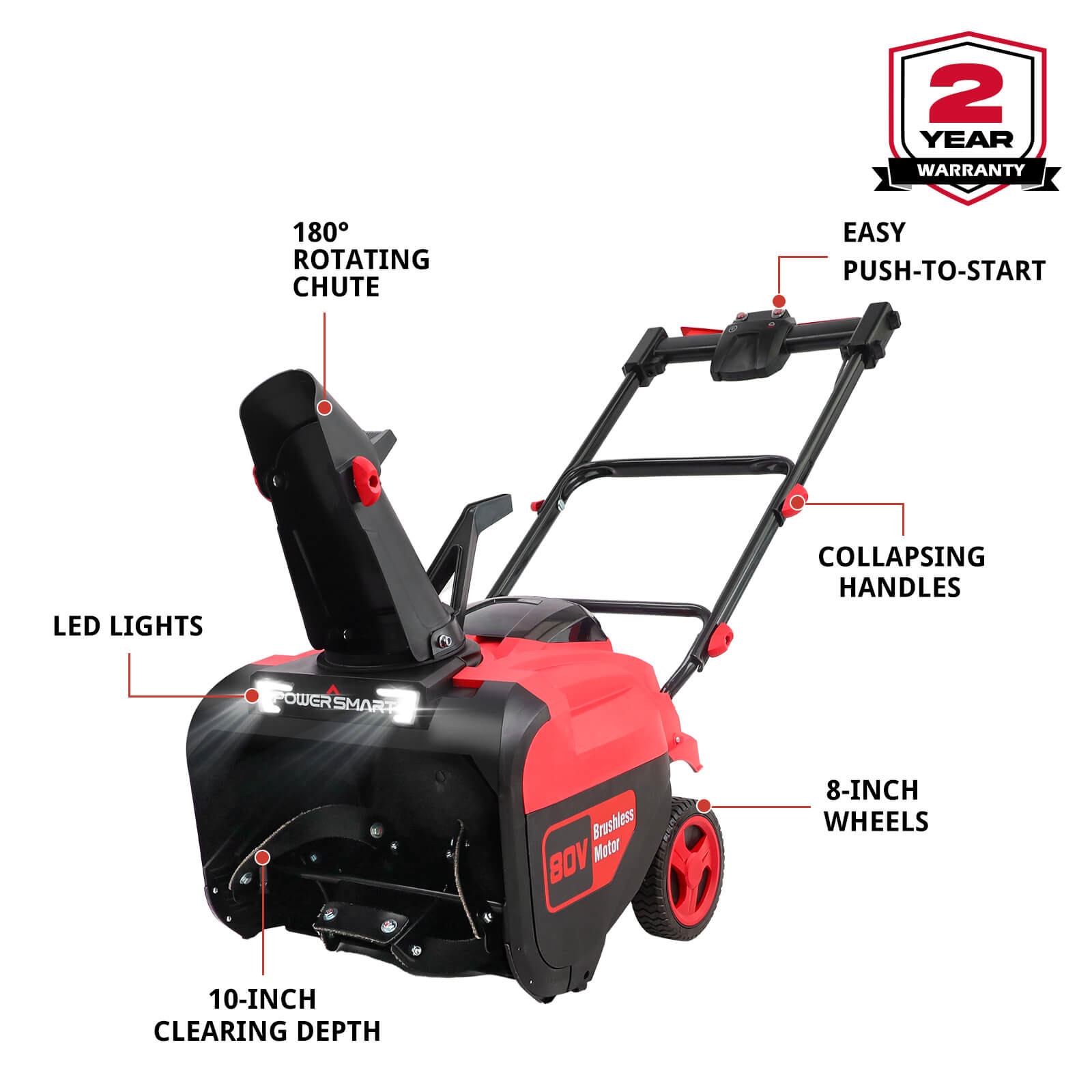 80V 21'' Single Stage Cordless Snow Blower HB2801