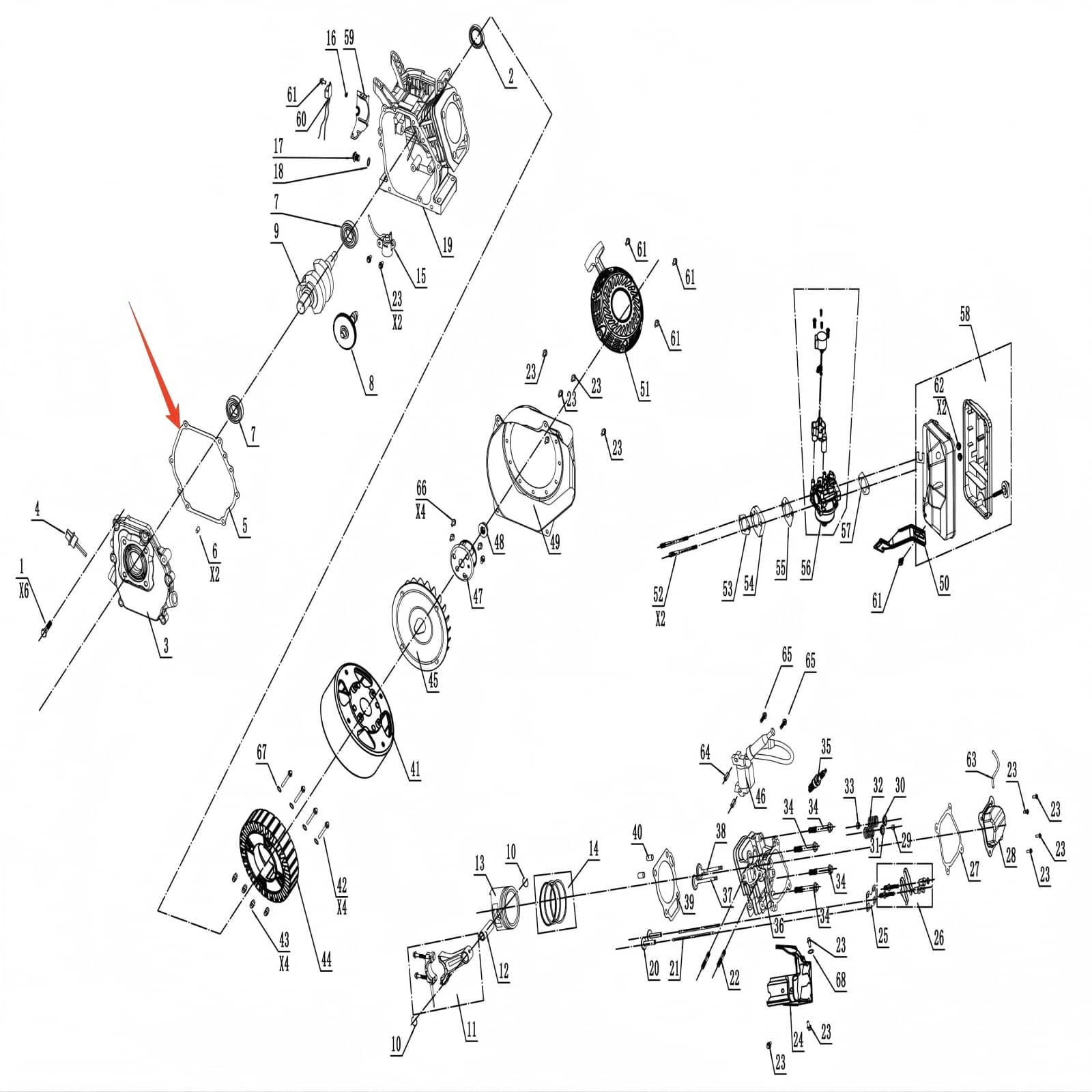 Generator Parts - Crankcase Gasket, Stock #012020000900