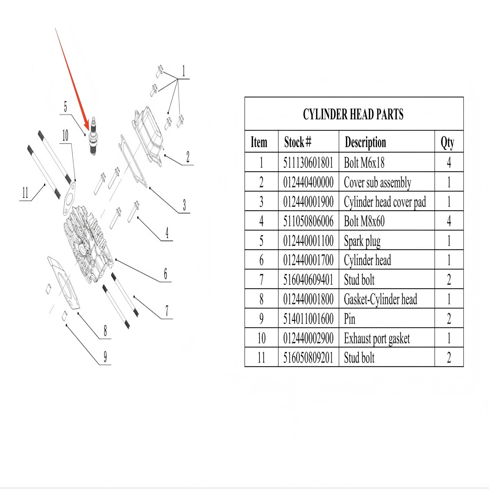 Generator Parts - Spark plug, Stock #012440001100