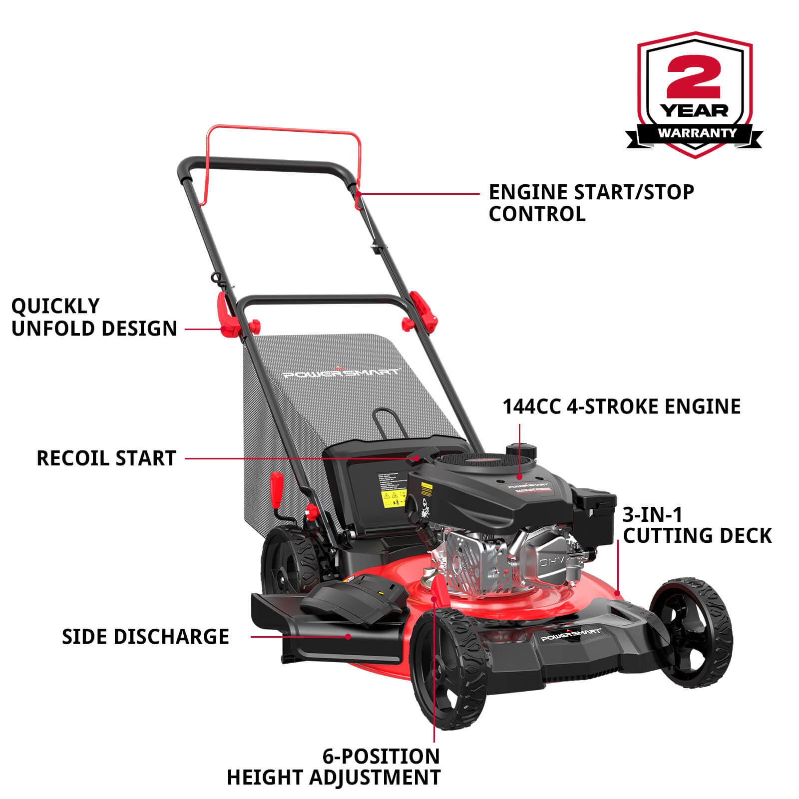 21" 144cc Gas Push 3-in-1 Lawn Mower & String Trimmer Combo Kit DV8621P+PS4532