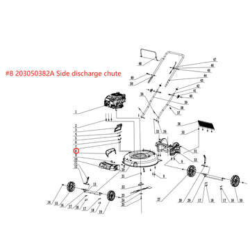Lawn Mower Parts - Side discharge chute, Stock #: 203050382A