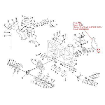 Snow Blower Parts - Auger Belt  (Gates Truflex G 4LXP880-885), Stock #302040011