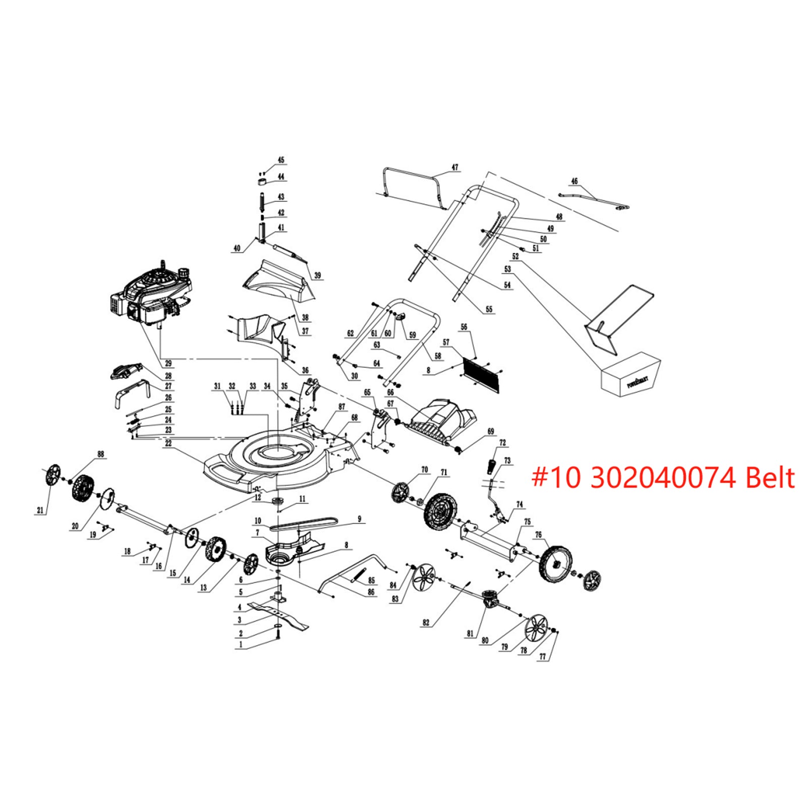 PowerSmart Lawn Mower Parts - Drive Belt (XPZ913La 900Ld), Stock #: 302040074