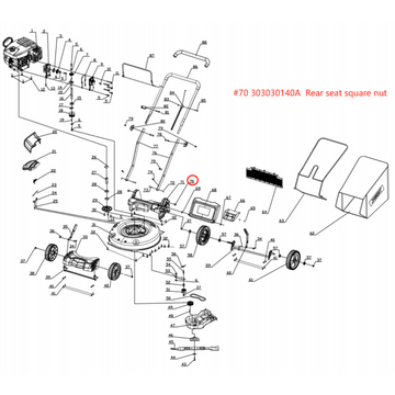 Lawn Mower Parts - Rear Seat Square Nut, Stock #: 303030140A