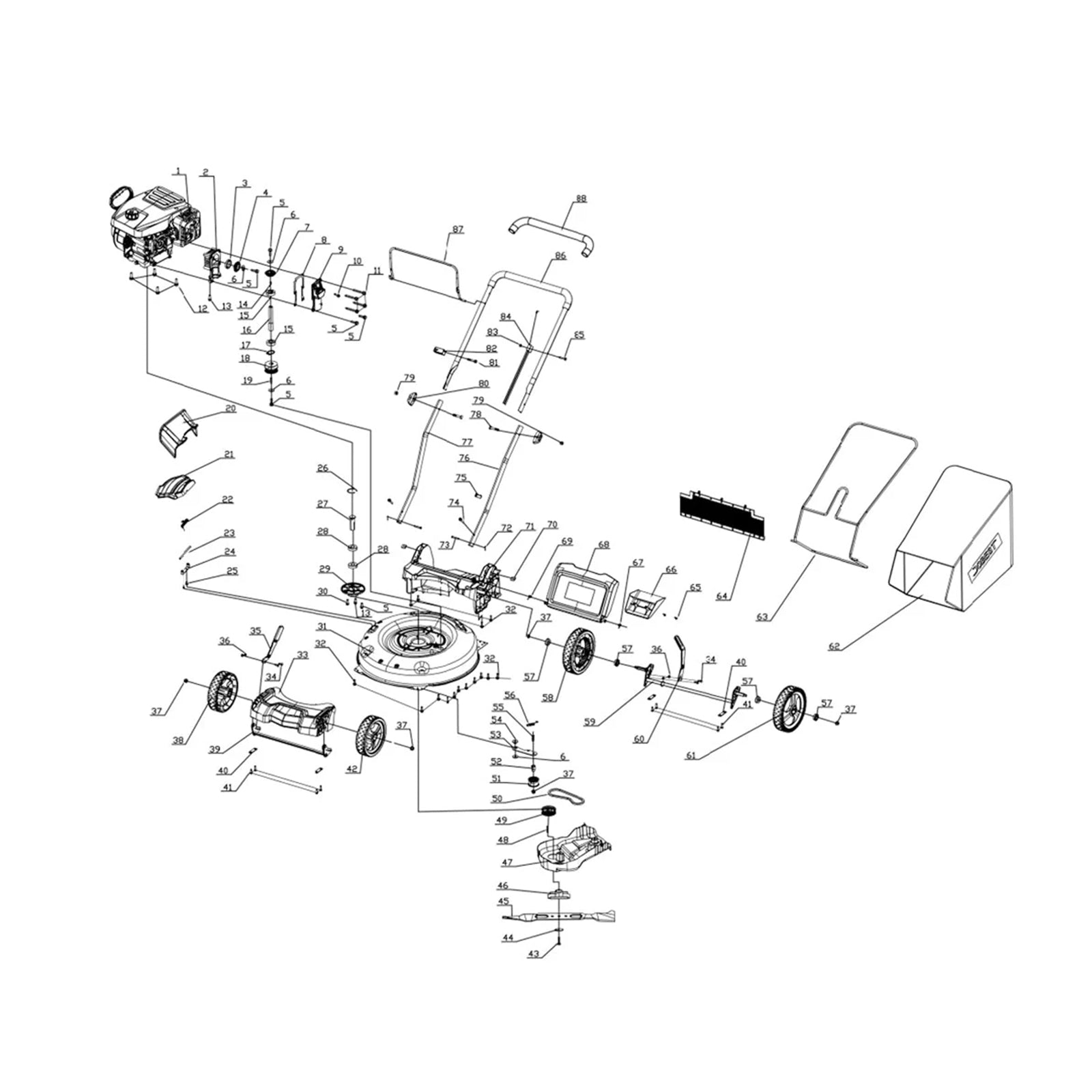 Lawn Mower Parts - Lower handle R, Stock #303081333
