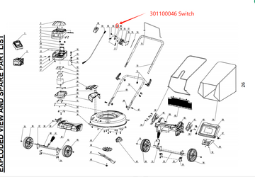 PowerSmart Lawn Mower Parts - Switch, Stock #301100046