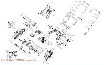 Snow Blower Parts - Auger Axle Assembly (DB7005/FX71021), Stock #303180852
