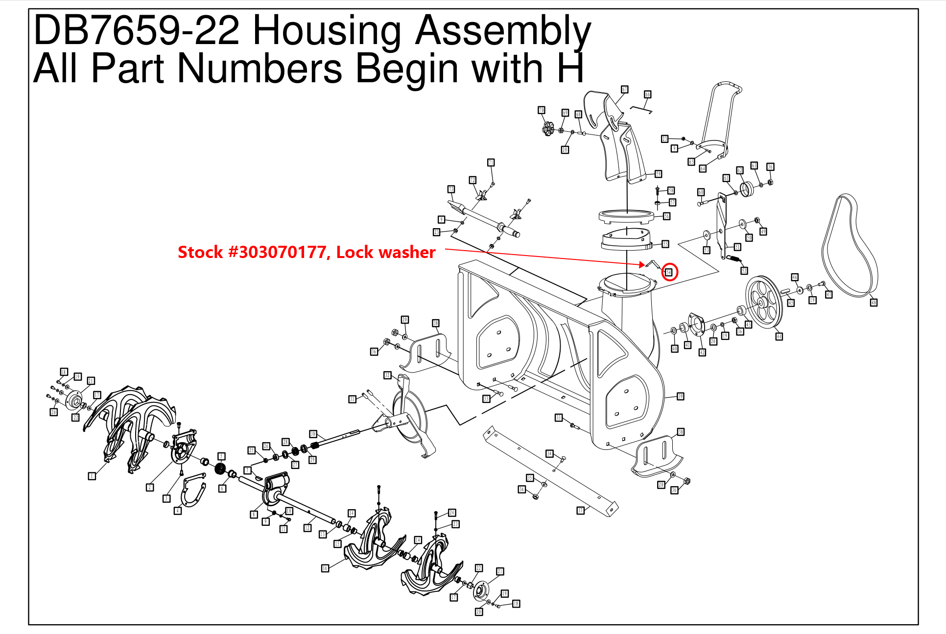 Snow Blower Parts - Lock Washer, Stock #303070177