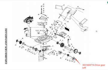 PowerSmart Lawn Mower Parts - Advance gear left, Stock #: 303160471A